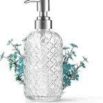 14oz Glass Soap Dispenser – Stainless Steel Pump, Refillable
