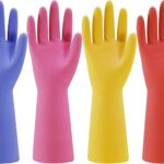 4 Pairs Rubber Kitchen Gloves – Reusable, Non-Slip, Colorful (Medium)